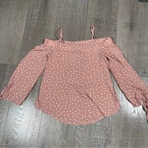 Polly & Esther Off the shoulder Top Polka dot Mauve size XS